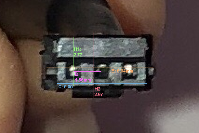 Annotated front view of connector