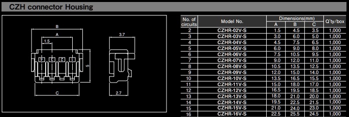 Datasheet for JST ZH